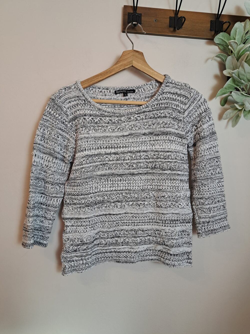 Berretti Made in Italy Womens Sweater Knitted Quarter Sleeve Gray Size Small